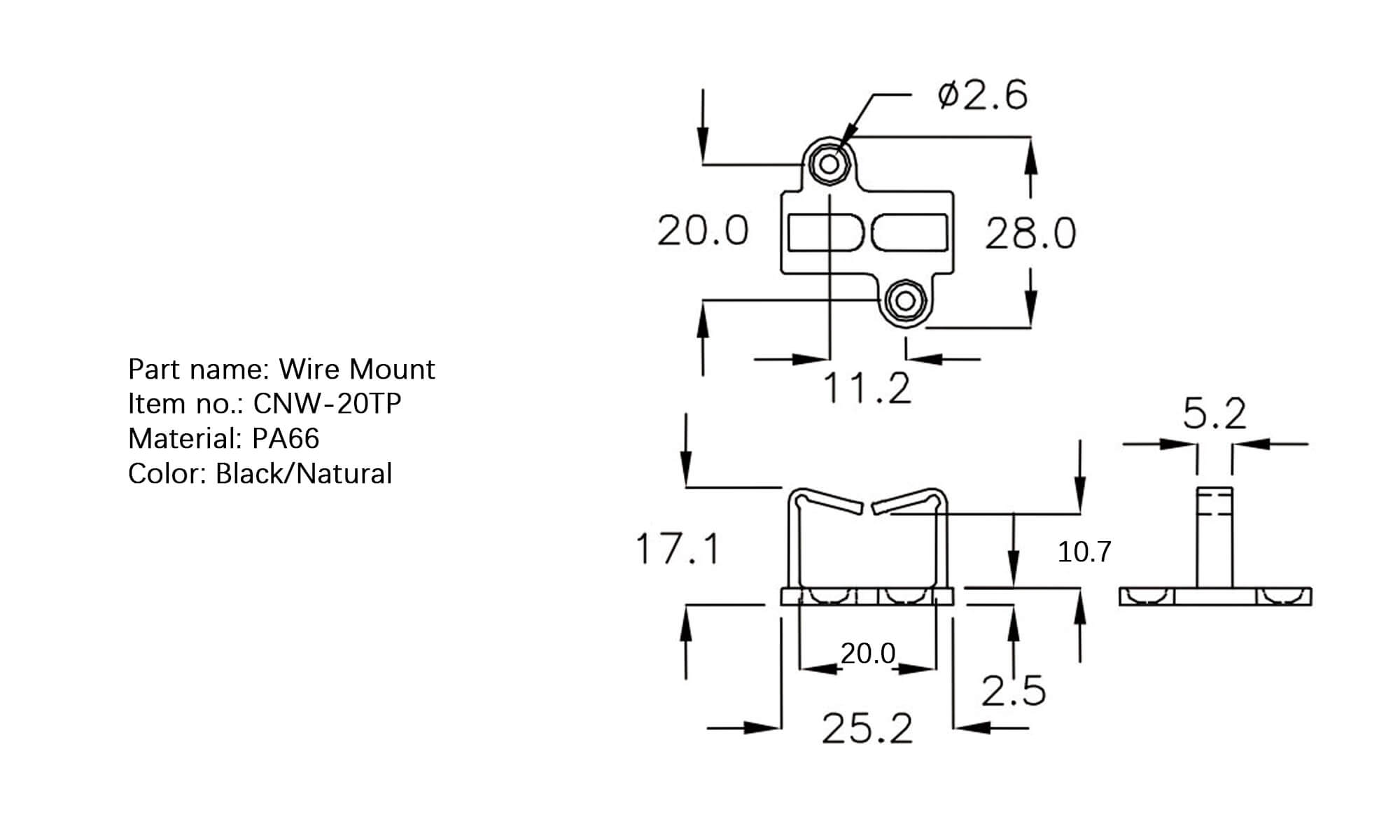 Plastic Wire Mount CNW-20TP